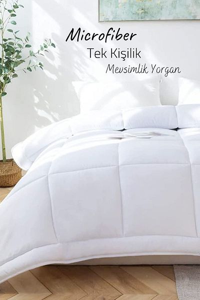 Elyaf Sepeti 2 Pieces Microfiber Single Quilt Microsoft Washable Seasonal Microfiber Quilt 155x215 Cm