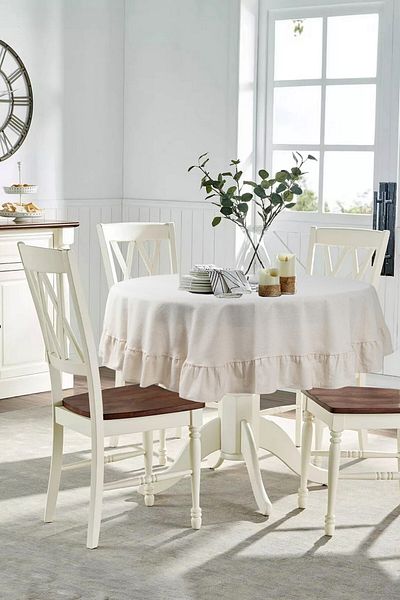 cotton maison Τραπεζομάντιλο Natural Ruffle Vintage 200 cm Στρογγυλό