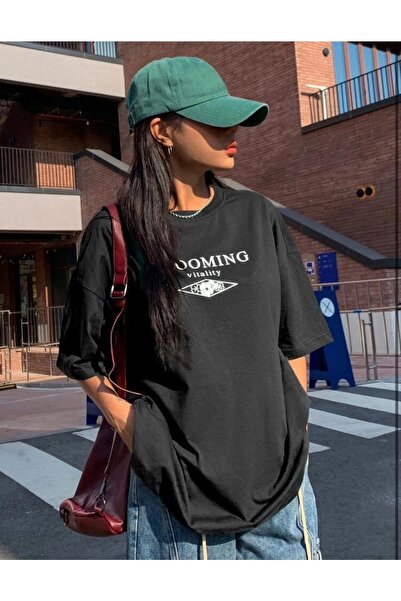 AFROGİYİM Ženska majica sa širokim krojem i cvetnim printom