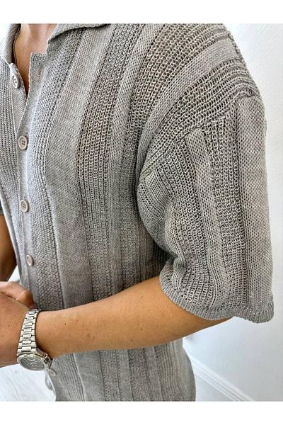 elkumoda Риза Плетена Риза Дишаща Водоустойчива Риза с Голям Размер Свободна Кройка Ежедневна Риза