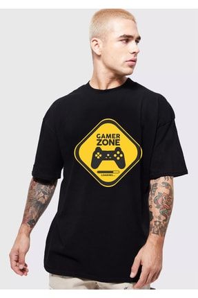 KuleliStore Game Zone Bask l Siyah Unisex Oversize Kad n T shirt Erkek Ti ort Unisex T shirt Fiyat Yorumlar Trendyol