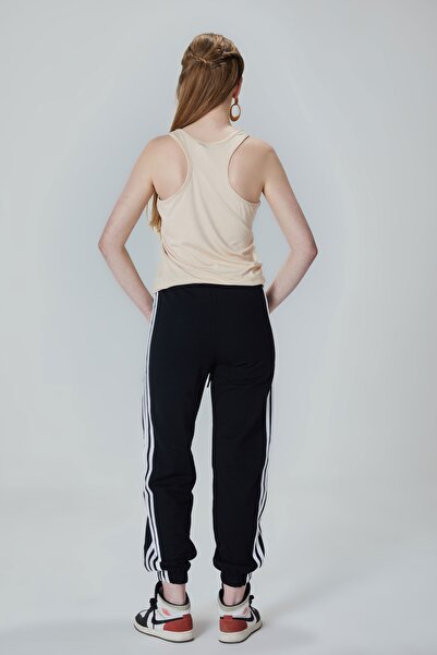 HAKKE Women's Black Stripe Comfortable Basic Sweatpants