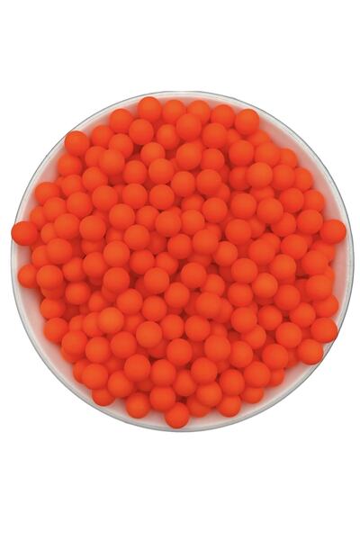 Hedef Bijuteri 8mm Deliksiz Turıncu Renk Mat Neon Fosforlu Çakma Boncuk,neon Akrilik Boncuk (50gr ~170 Adet)