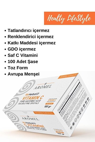Aromel C Vitamini 100 Şase  Askorbik Asit Alman Menşei 100 gr Ekstra Saf