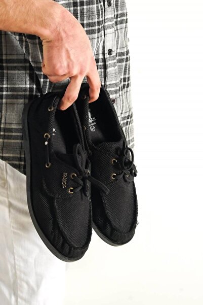Lussen Black Linen Men's Casual Classic Shoes