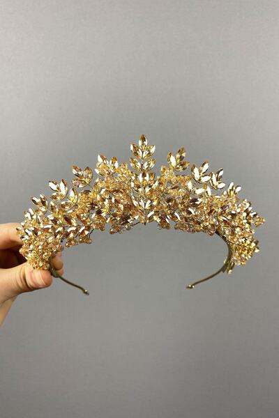 FdayAksesuar Culoarea Mierei Asha cu mărgele Henna și Coroana Miresei – Coroană