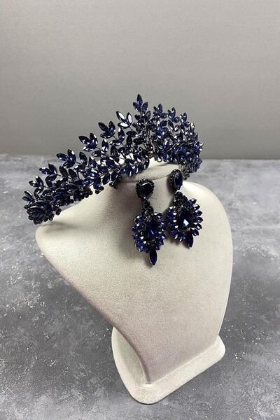 FdayAksesuar Set de coroană și cercei cu pandantiv Asha cu mărgele Kına, alba...