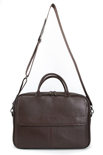 MORCA حقيبة كمبيوتر محمول وحقيبة من الجلد الطبيعي باللون البني