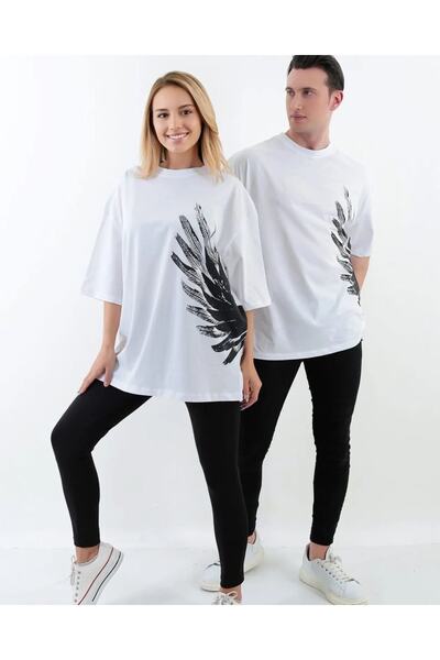 Machetta Large Size Wing Printed Oversize Cotton Unisex T-shirt (Price is per piece)