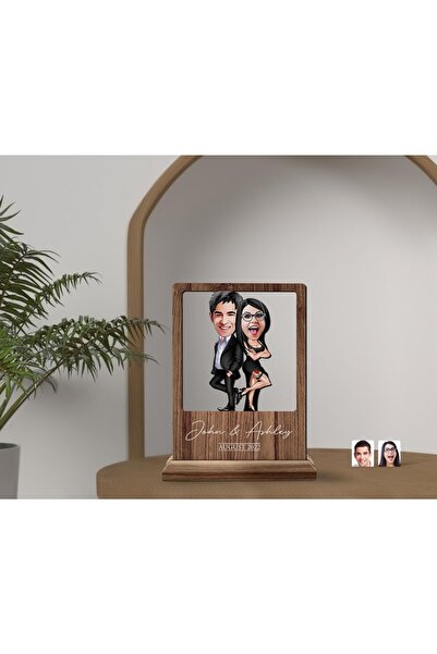 Bk Gift Kişiye Özel Sevgililer Karikatürlü Ahşap Standlı Biblo, Sevgililer Gü...