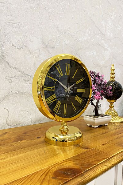 Genel Markalar 25x20 Cm Gold Metal Lüks Masa Saati