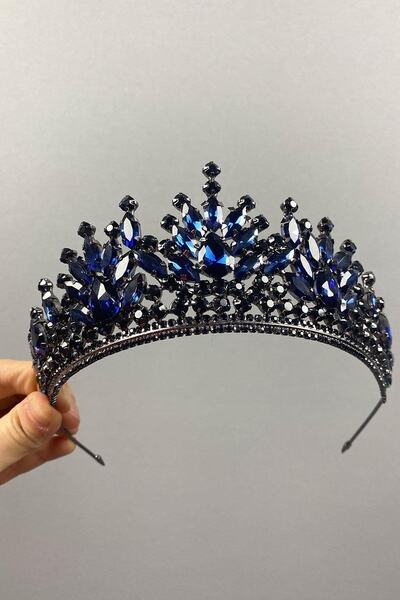 FdayAksesuar Piatră strălucitoare Adel albastru marin, henna și coroana de mi...
