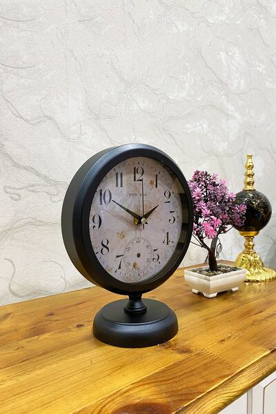 Genel Markalar 25x20 Cm Siyah Metal Lüks Masa Saati