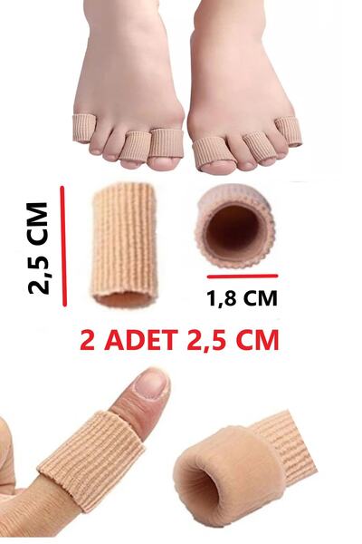 Bunyon 2 Adet 2,5cm El Ayak Parmak Koruyucu Kumaş Kaplı Jel Silikon Tüp Tırnak Batması Nasır Kemik Koruyucu