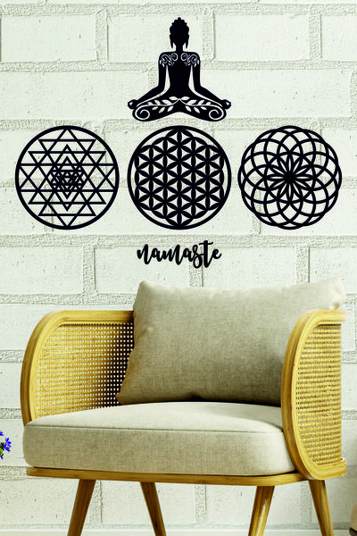 UNT Διακόσμηση τοίχου γιόγκα (Σετ ιερής γεωμετρίας, Λουλούδι της Ζωής, Σρί Γι...