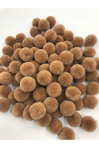 Yumuşakkeçe Pompom Wool Light Brown 100 Pieces 2 Cm