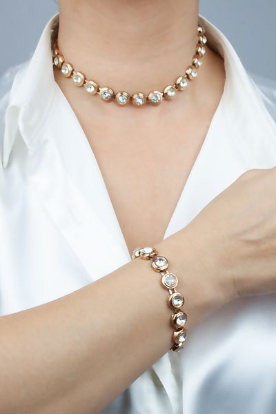 im Design Crystal Stone Bronze Necklace Bracelet Set