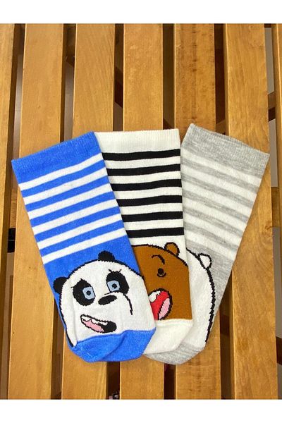 Nixora Комплект от 3 къси памучни чорапи с шарки We Bare Bears