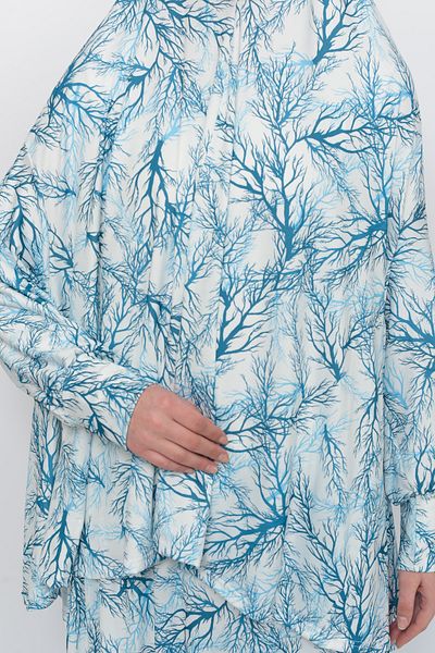 Altobeh Rochie practică de rugăciune musulmană din lycra cu mâneci liliac cu model de copac din 2 piese 992-0705