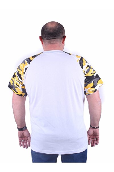 MocGrande Men's Large Size Raglan Sleeve Camouflage T-Shirt 23146 Mustard