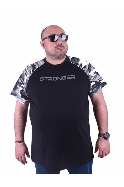 MocGrande Men's Big Size Raglan Sleeve Camouflage T-Shirt 23146 Fume