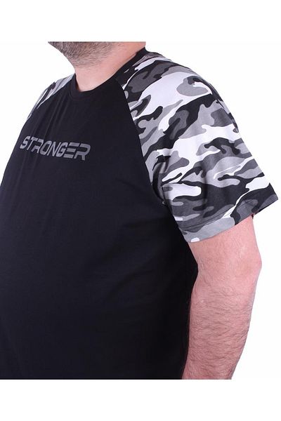 MocGrande Men's Big Size Raglan Sleeve Camouflage T-Shirt 23146 Fume