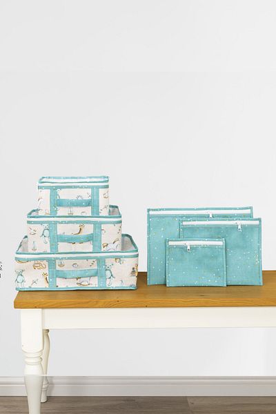 Milenay Mother Baby 6-Piece Travel Set, Suitcase Organizer, Baby Room Organizer, Blue Color