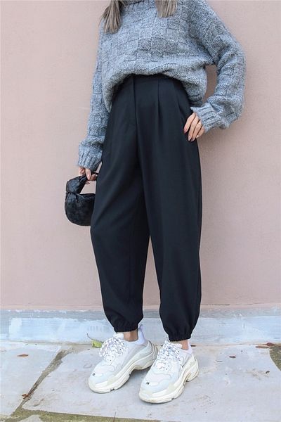 Trn JNS Schwarze maskuline Joggerhose mit elastischen Beinen