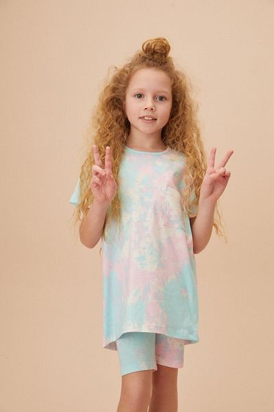 SUWEN Pyjama - Blau - Batikmuster
