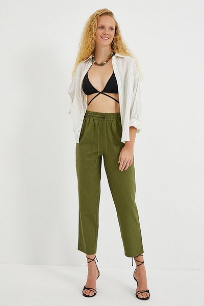 Koton Tie Waist Linen Trousers