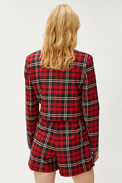 Koton Women's Red Plaid Jacket 3SAK50019PW