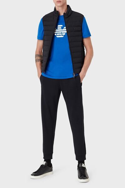 Emporio Armani Men's Stand Collar Insulated Brand Logo Zippered Navy Blue Sports Vest 8n1bq1 1nlrz-0920