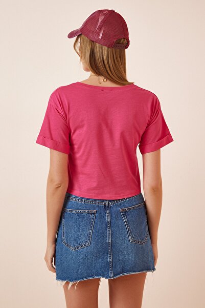 Happiness İstanbul Dámské růžové pletené tričko ZV00257