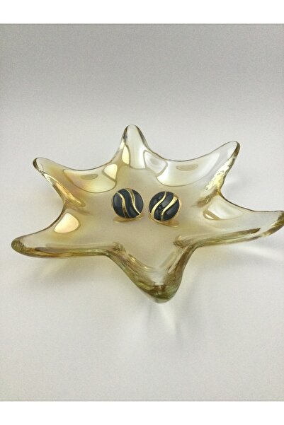 MOJO ACCESSORIES Çizgili Antrasit Yuvarlak Küpe