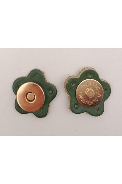 angel çanta aksesuar Închidere cu magnet cu model de flori din piele naturală verde cu metal auriu deschis