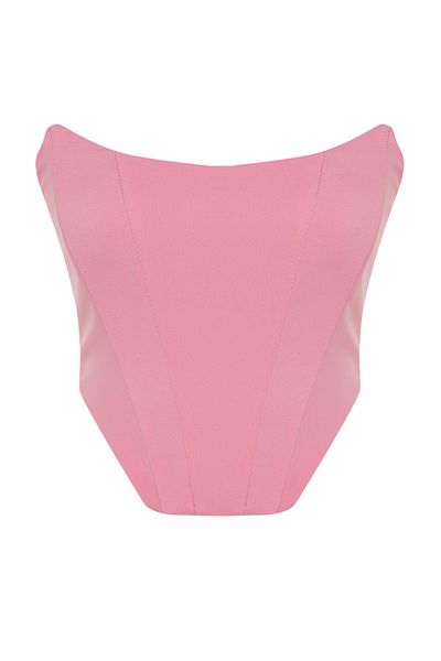 Trendyol Collection Pink K Crop Corset Detailed Woven Bustier Tprss21Bs0032