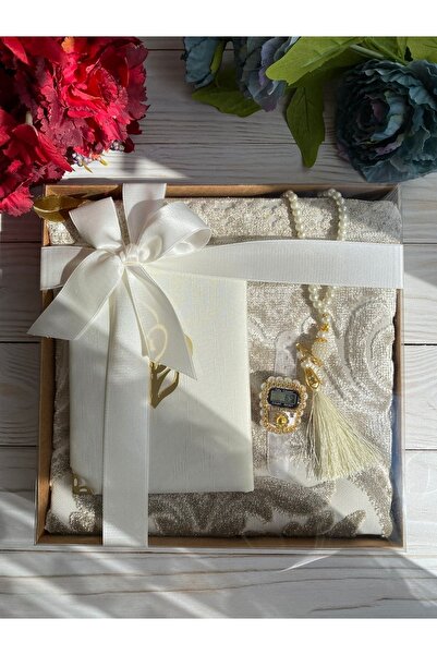 DuhaİslamiHediyelik Lüks Simli Seccade Yasin Kitabı Inci Tesbih Zikirmatik Çe...