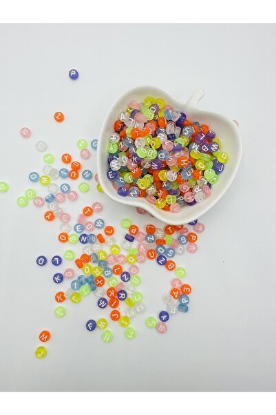 Egem aksesuar ألوان مختلطة شفافة 100 قطعة خرز حروف مسطحة