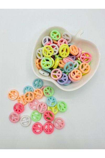 Egem aksesuar 200 Pcs Mixed Color Plastic Beads Peace Figure Jewelry Making