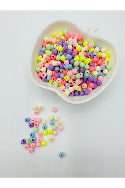 Egem aksesuar 200 Pcs Mixed Color Plastic Round Beads Figure Jewelry Making