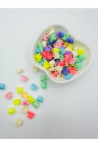 Egem aksesuar 100 Pieces of Mixed Color Crown Figured Plastic Beads for Jewelry Making