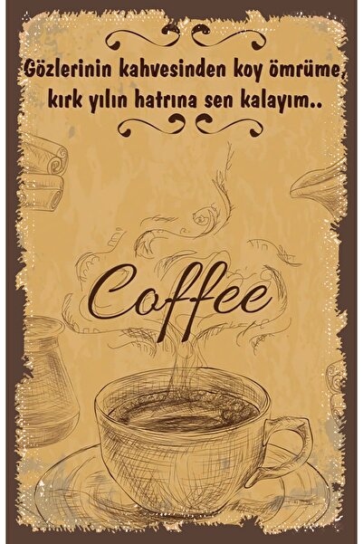 hediyeniburadabul Poster retro din lemn cu tematică ceai și cafea
