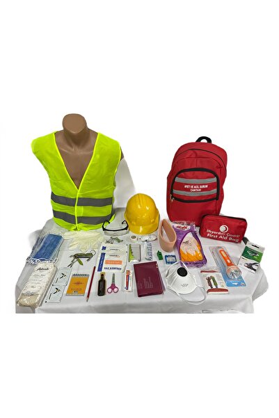 Ormanburada Deprem Çantası Reflektörlü Kırmızı Çanta Set