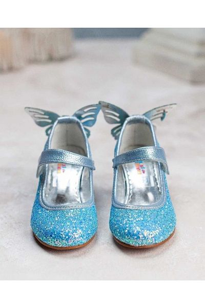 PİNKBLUEKİDSS Pantofi cu toc de culoare albastră pentru fete