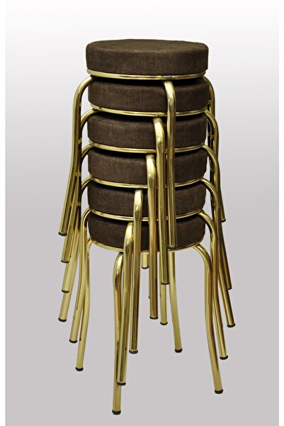 TABURECİM Tabure (6adet) Gold Ayaklı, Mina Kumaş, Metal Ahtapot Ayak Aygl-273