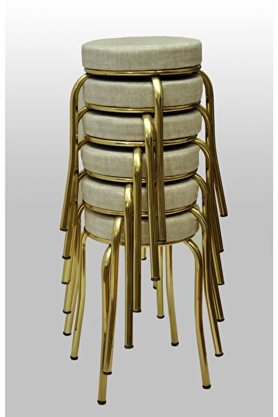 TABURECİM Tabure (6adet) Gold Ayaklı, Mina Kumaş, Metal Ahtapot Ayak Aygl-273