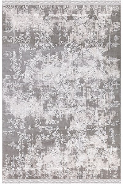 İpek Mekik Halı Blossom Bej Füme Eskitme Desenli Halı