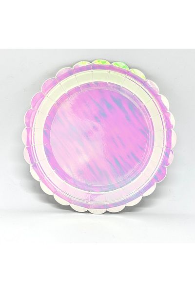 Mare Karnaval Macaron Hologram Cardboard Party Plate 8 Pieces-18cm