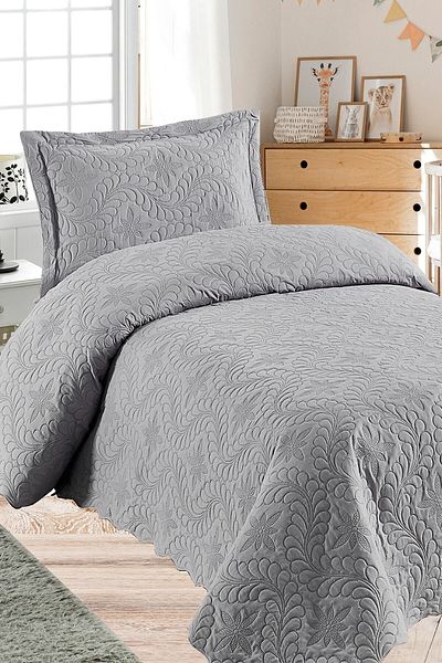 Örtüm Ivy Grey Microfiber Quilted - Μονό κάλυμμα κρεβατιού