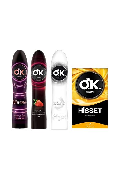 Okey Çilek  Nirvana   Zero Kayganlaştırıcı Jel 3x100 ml + Hisset Prezervatif ...